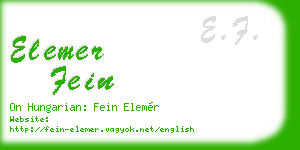 elemer fein business card